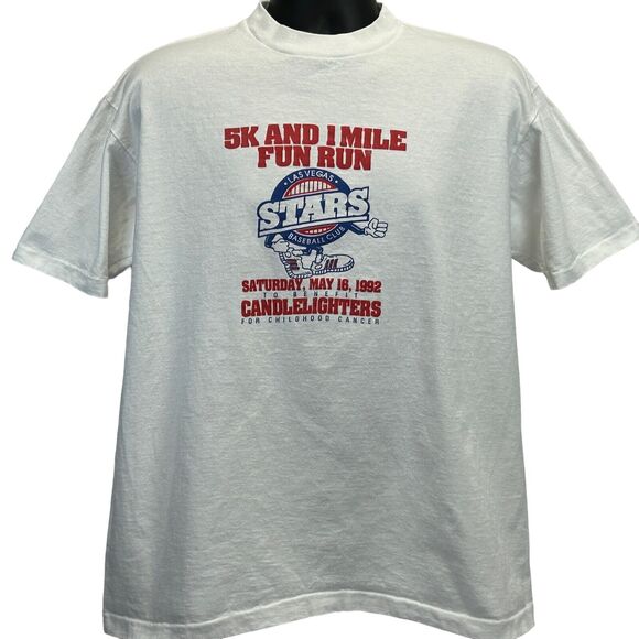 Vintage 90s Las Vegas Stars 5K Fun Run T Shirt Mens XL X-Large Aviators White - Picture 2 of 7